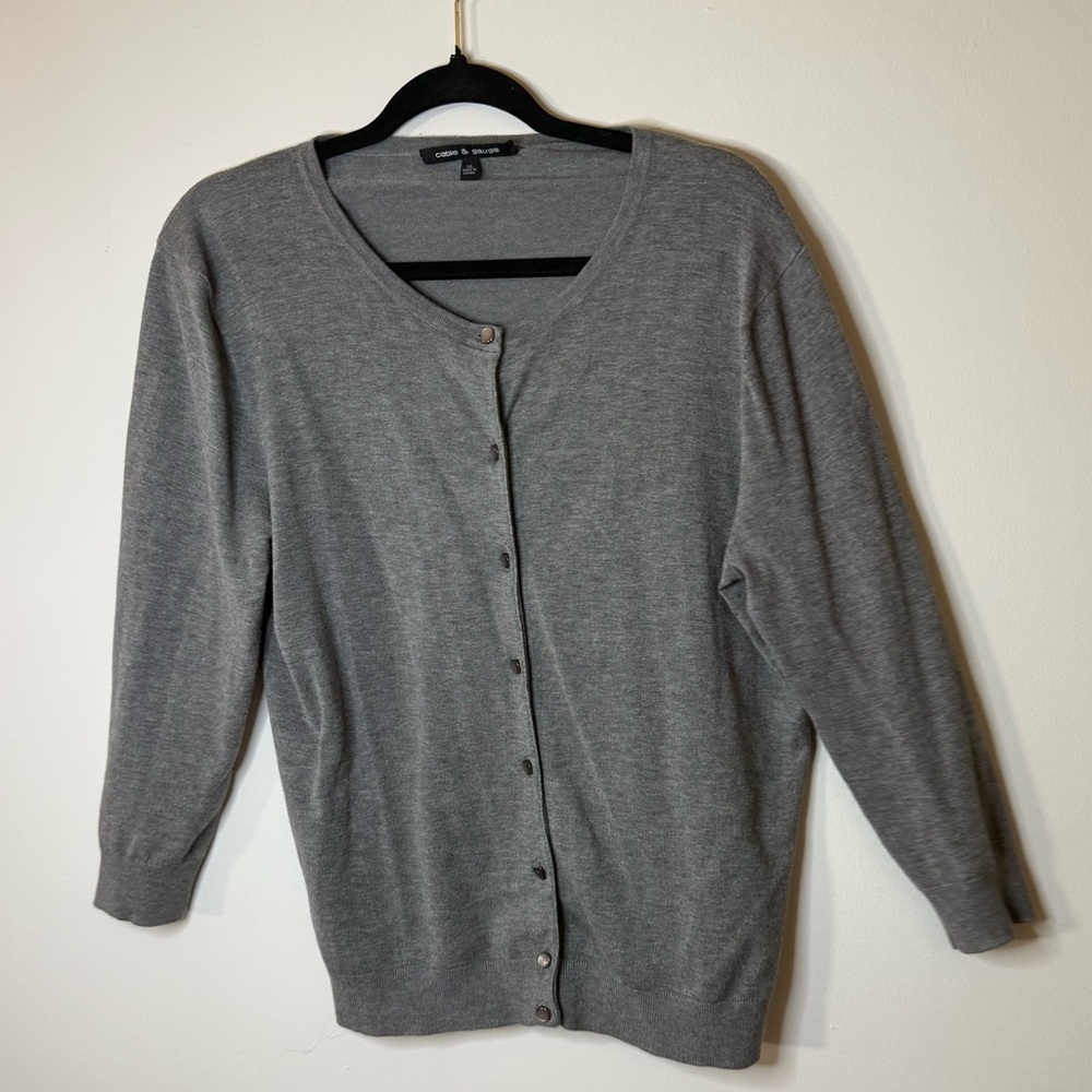 Cable & Gauge Gray Button Front Cardigan Sweater XL